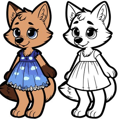 anthropomorphic wolf wearing a dress