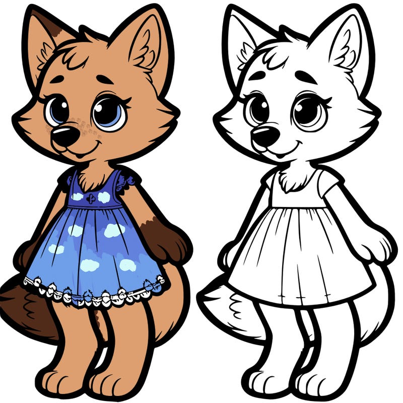 anthropomorphic wolf wearing a dress