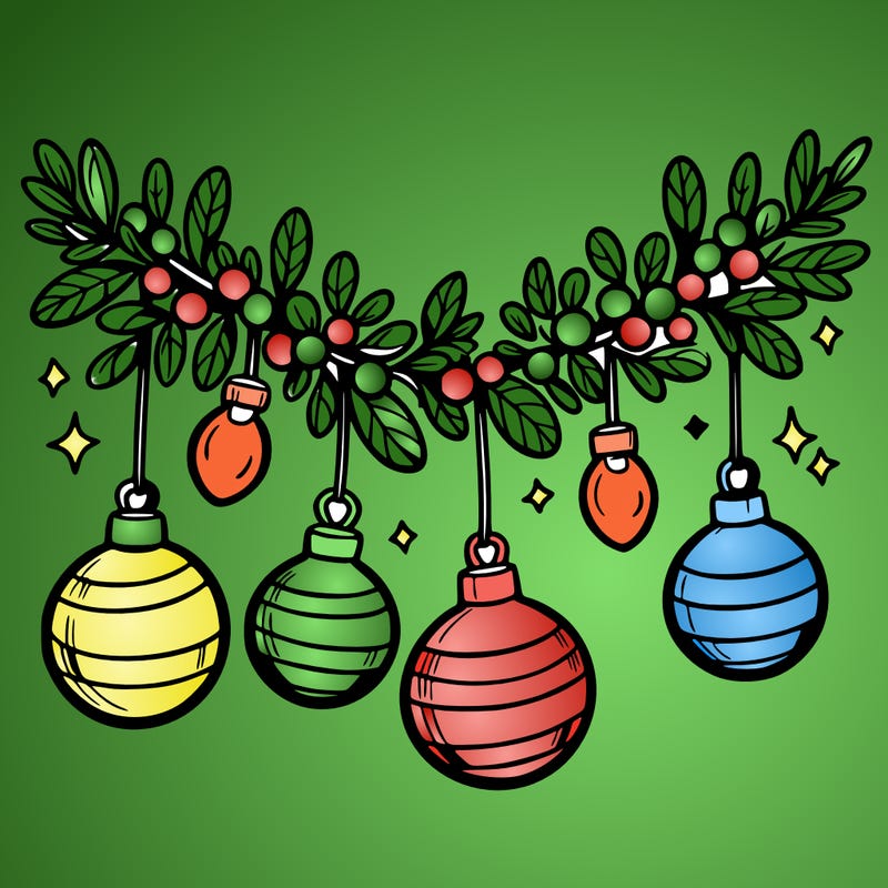 christmas garland with big bulbs