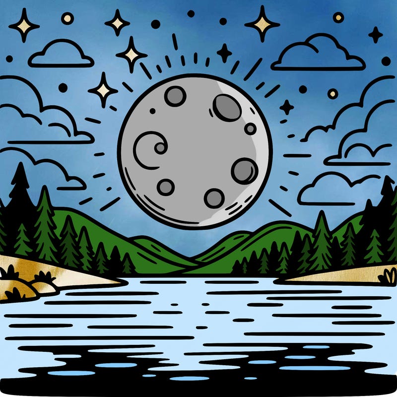 moonlight shining on a lake