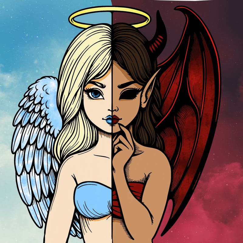 realistic angel half demon