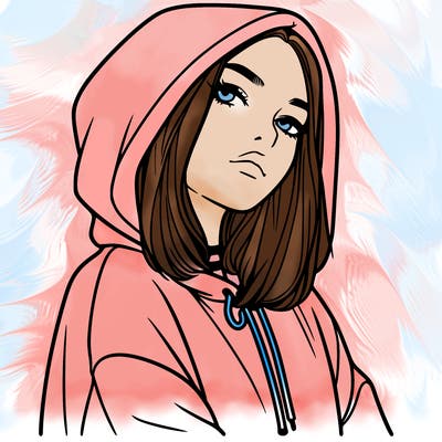 a realistic girl in a hoodie