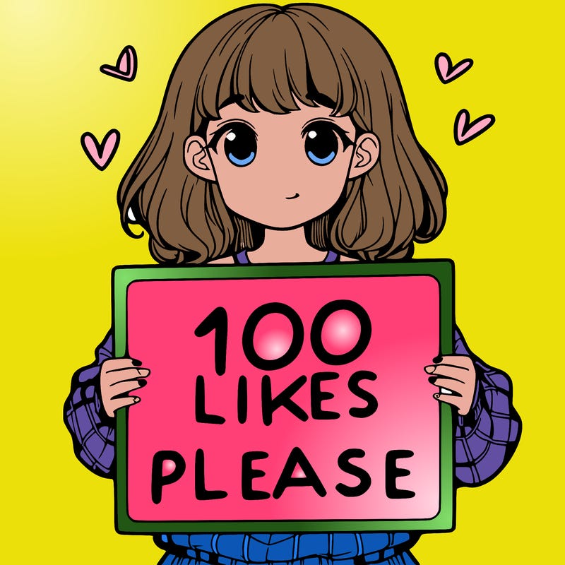 a girl holding a sign saying 100 likes please