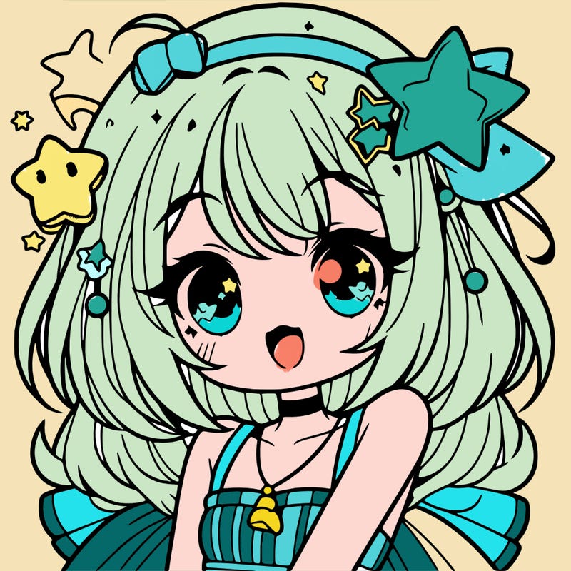 cute anime girl with star accessories