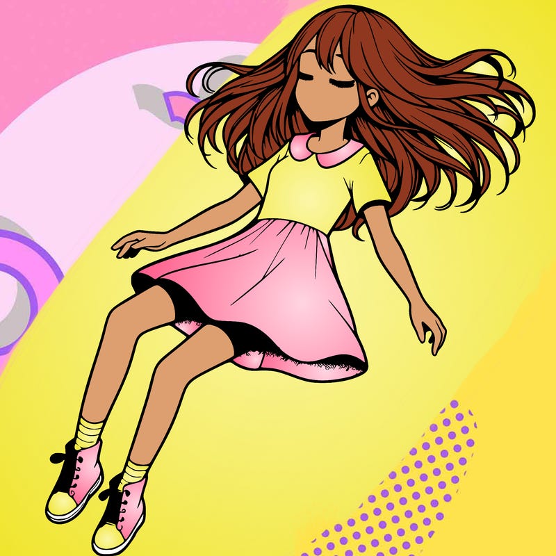 realistic girl floating