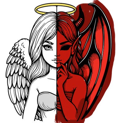 realistic angel half demon