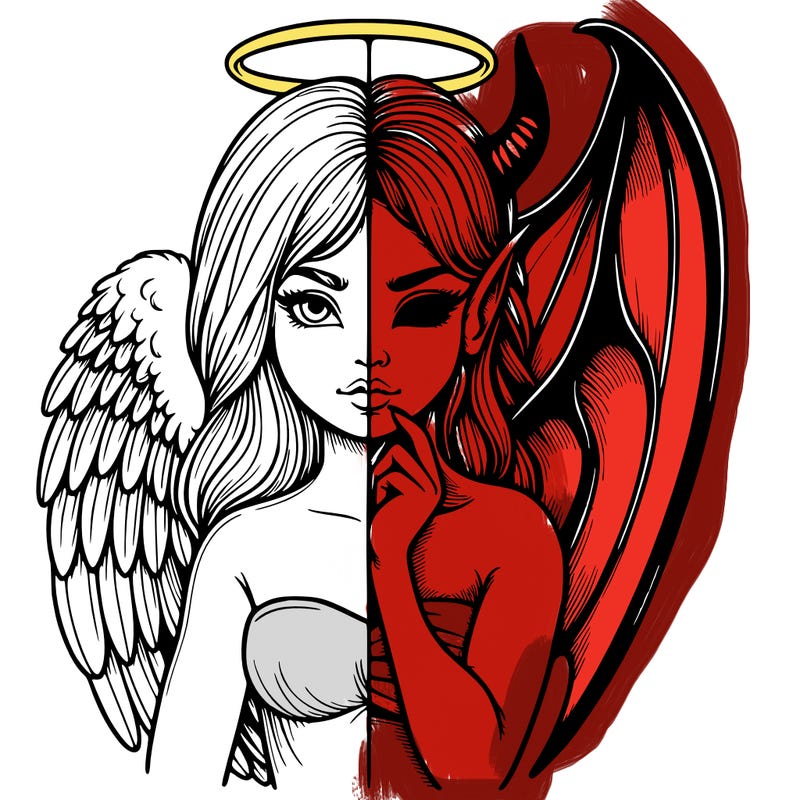 realistic angel half demon