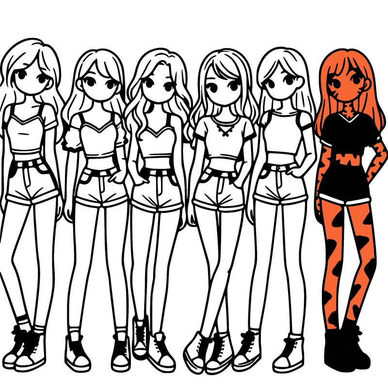 a group of girls wearing crop tops and shorts