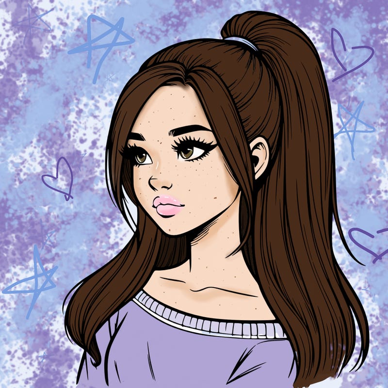 realistic girl with a high ponytail