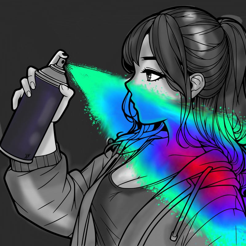 a realistic girl spray, painting