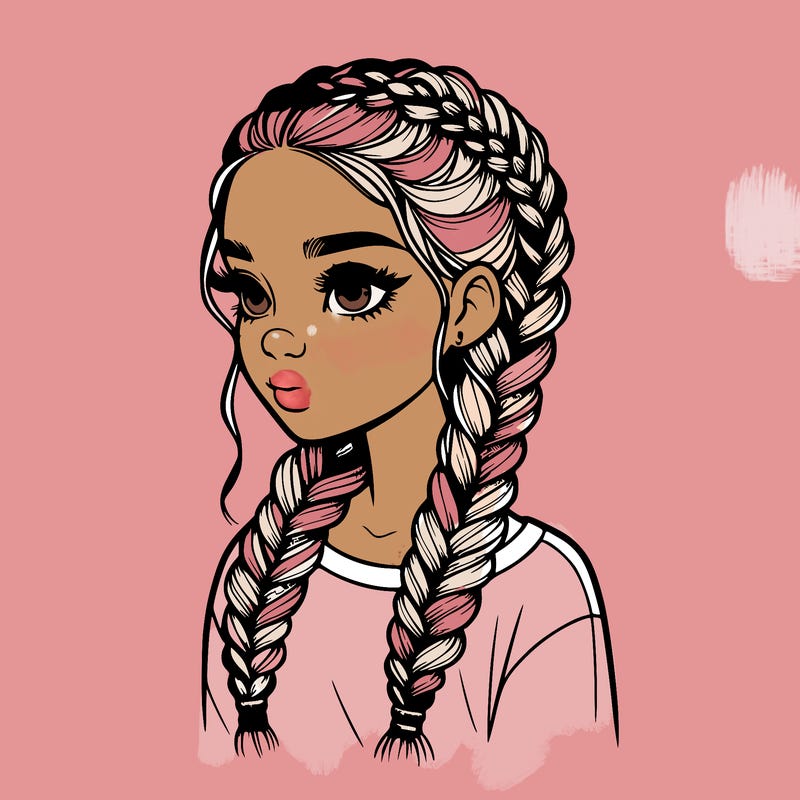 realistic girl with braids