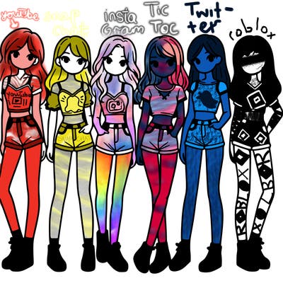 a group of girls wearing crop tops and shorts