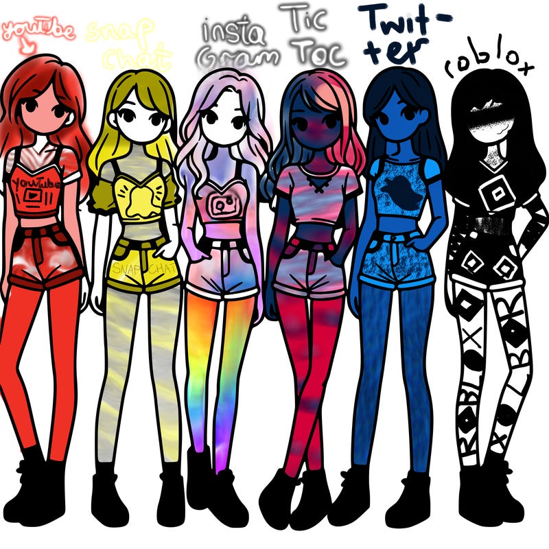 a group of girls wearing crop tops and shorts