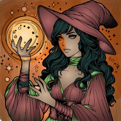 realistic women sorcerer using magic