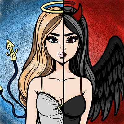devil vs angel realistic girl