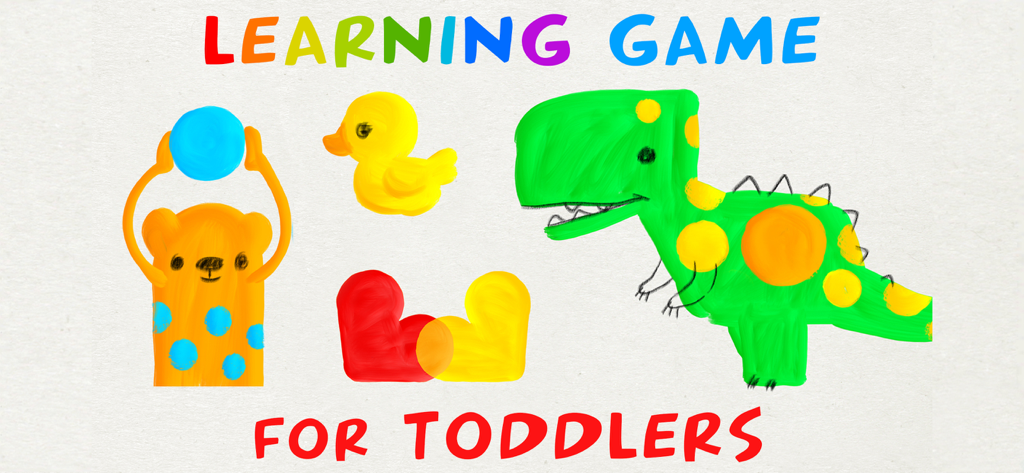 Kids Baby games for toddlers - Hand-drawn illustrations of a bear duck and dinosaur for a toddler learning game