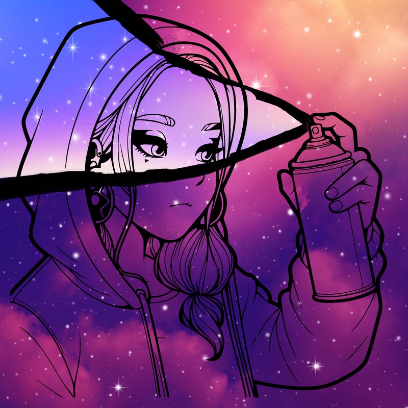 a realistic girl, spray painting