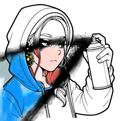 a realistic girl, spray painting