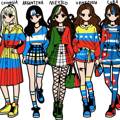 teen manga girls group of 5