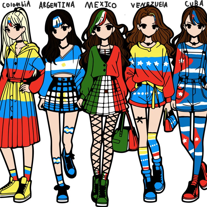 teen manga girls group of 5