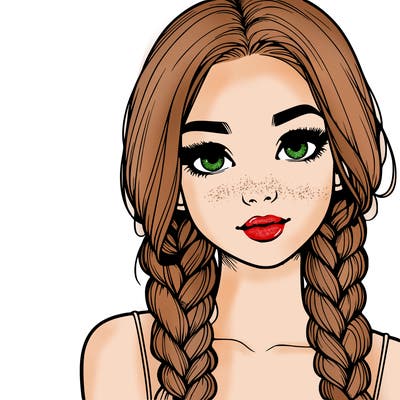 realistic girl with braids