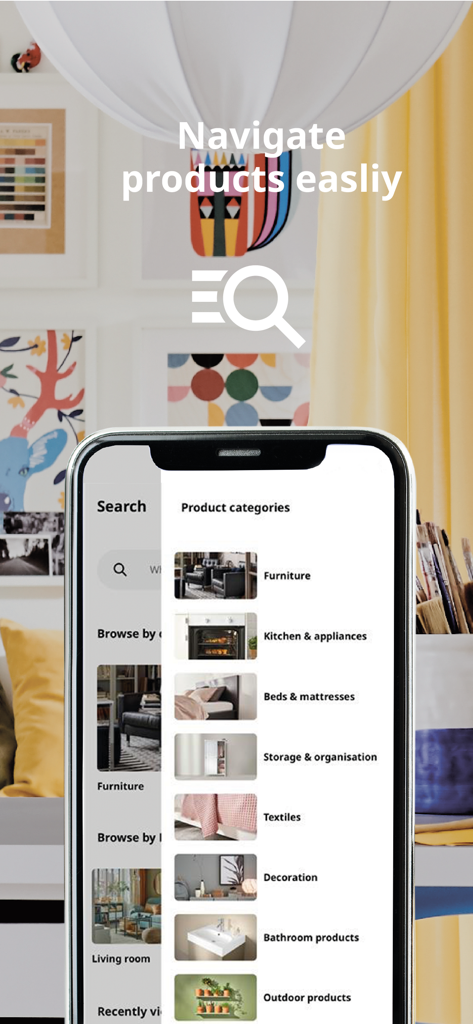 IKEA Saudi Arabia - IKEA Saudi Arabia app screen showing various home furniture and decor categories