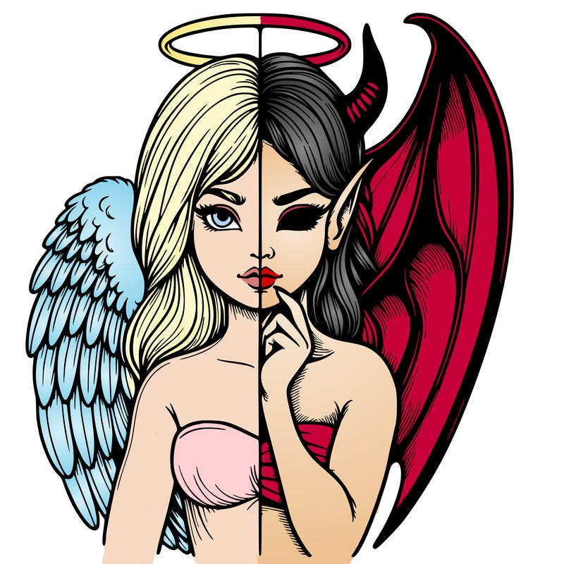 realistic angel half demon