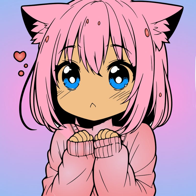 shy anime catgirl