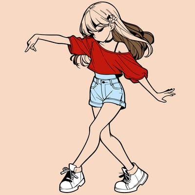 realistic girl danceing