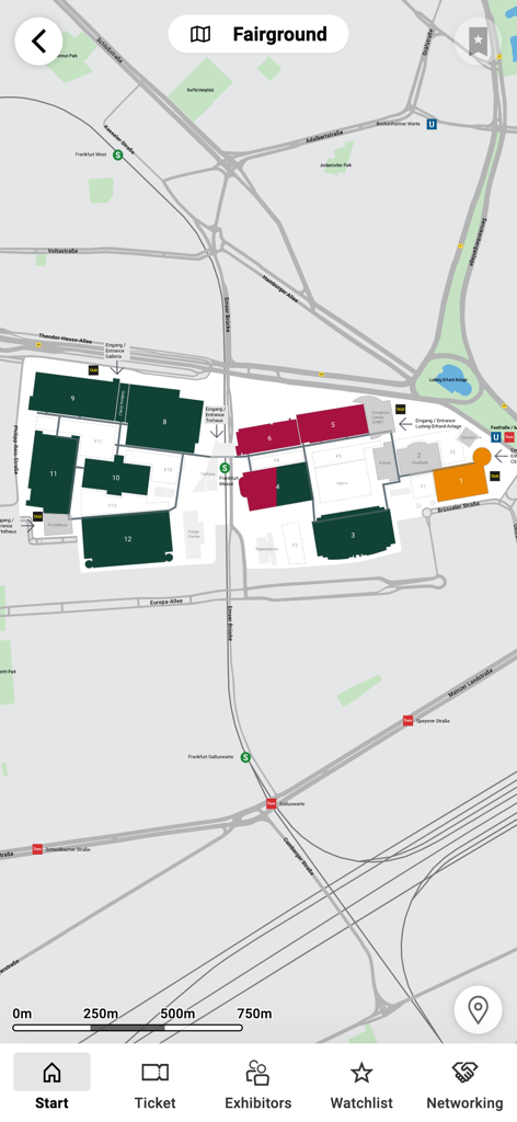 Christmasworld Navigator - Interactive map of the Messe Frankfurt fairground for the Christmasworld trade show.