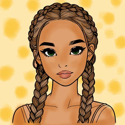 realistic girl with braids