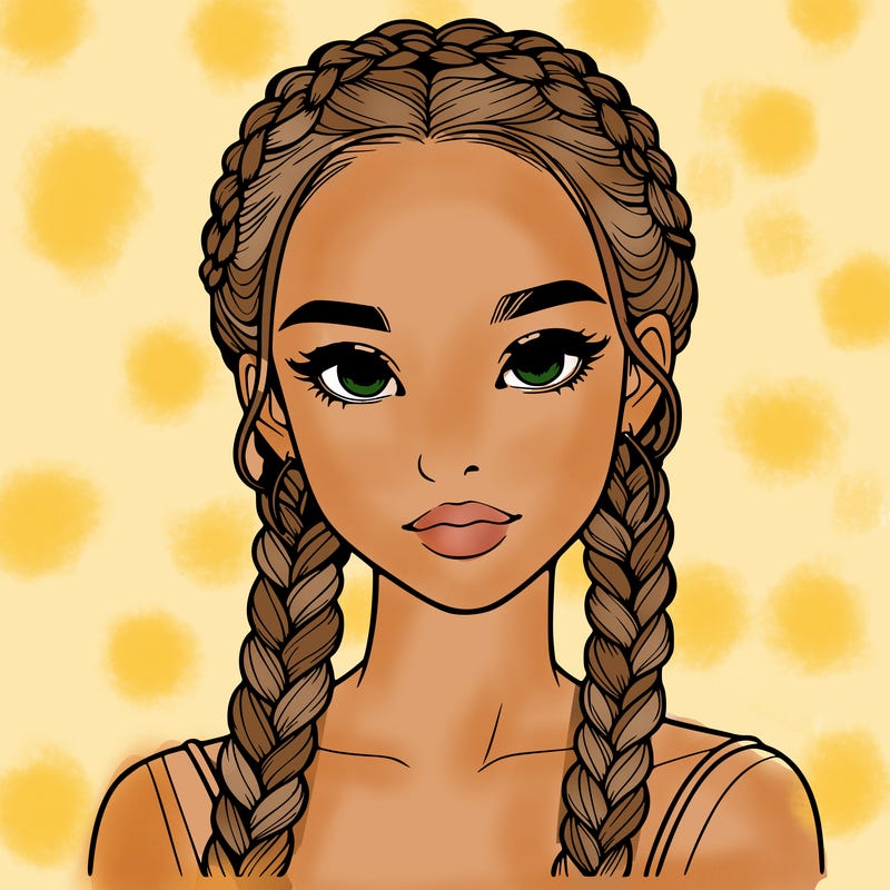 realistic girl with braids