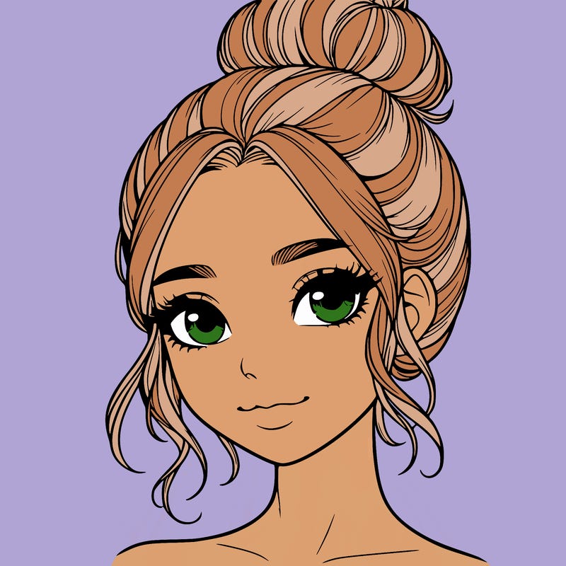 realistic pretty girl with hair in bun