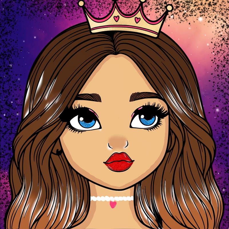 a realistic girl with a crown on