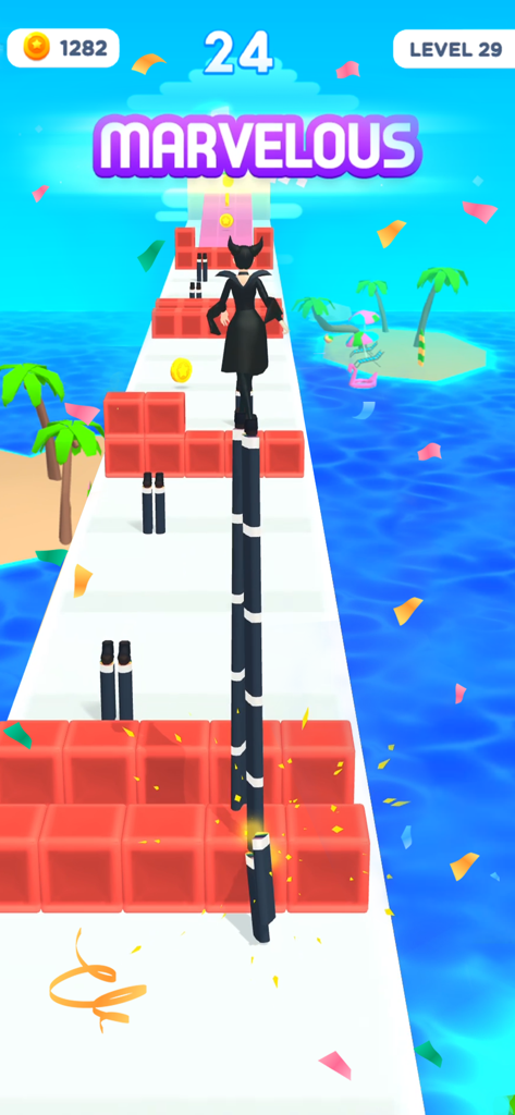 Dancing Race - Character walking on very tall heels in the Dancing Race mobile game