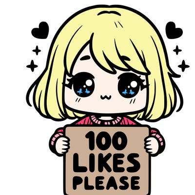 cute girl holding a sign saying 100 likes please