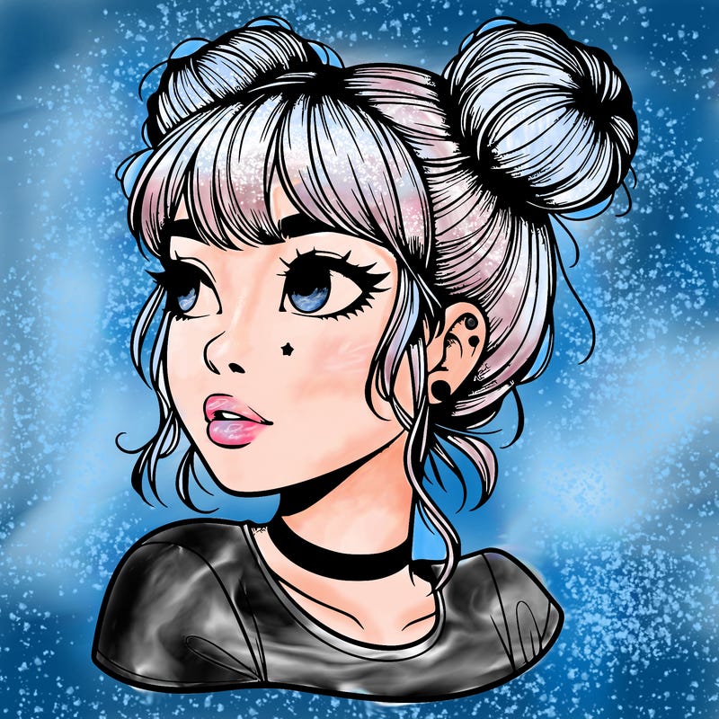 realistic girl with spacebuns