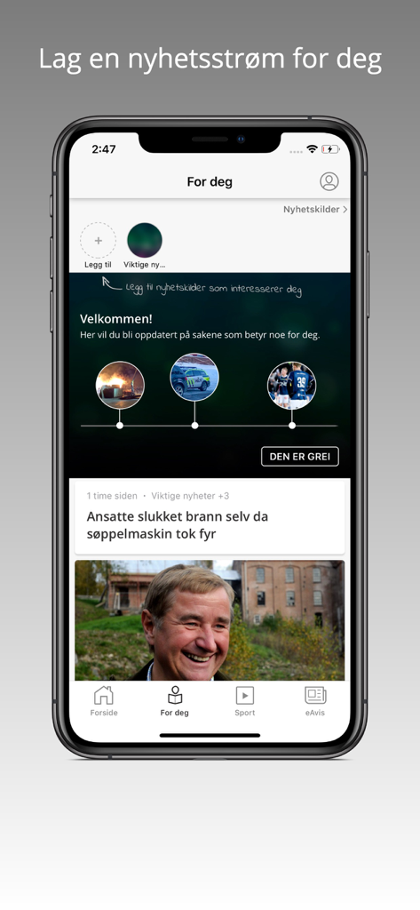 Bergensavisen - The personalized news feed of the Bergensavisen app on an iPhone