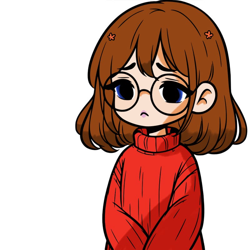 sad girl with glasses in a sweater