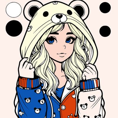 realistic girl in a animal pjs hoodie