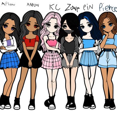 a group of girls realistic