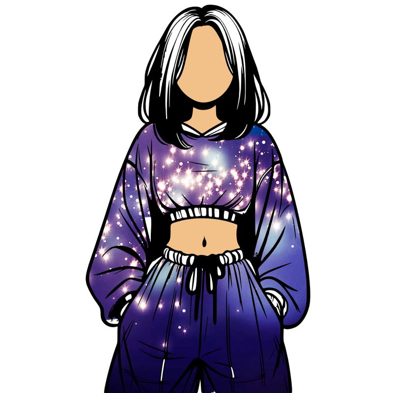 realistic girl faceless with baggy pants and a crop top