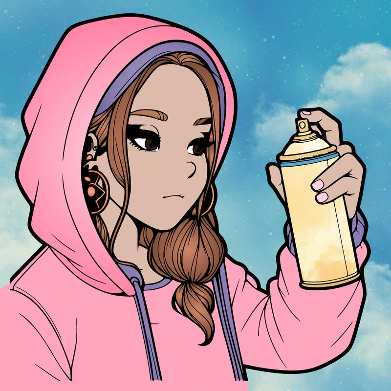 a realistic girl, spray painting
