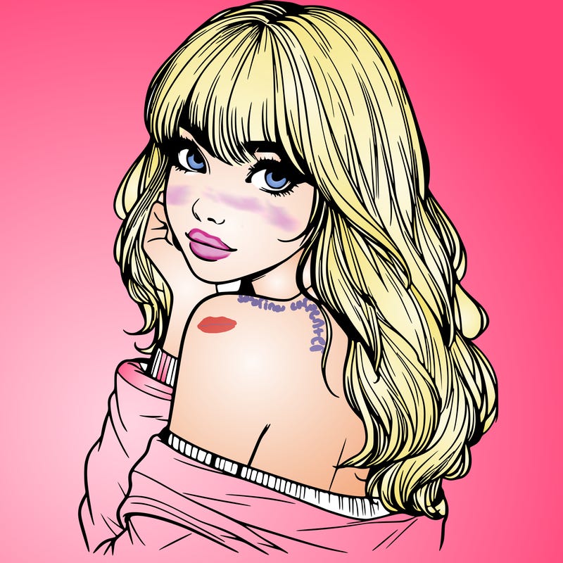 realistic girl with bangs looking over her shoulder