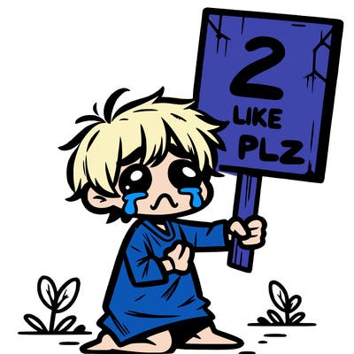 small poor toddler crying with sign that says 2 like plz