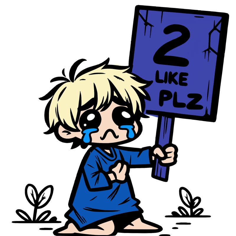 small poor toddler crying with sign that says 2 like plz