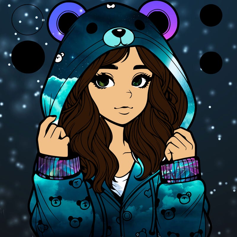 realistic girl in a animal pjs hoodie