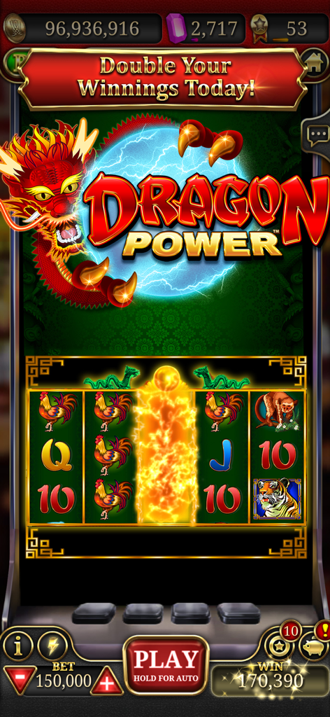Wynn Slots - Las Vegas Casino - Dragon Power slot machine gameplay in Wynn Slots mobile app