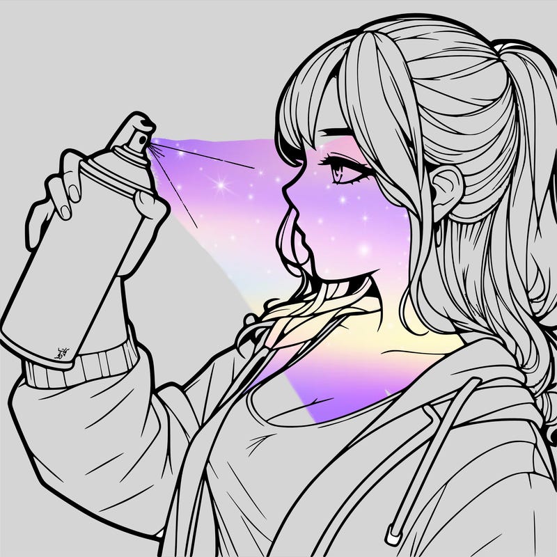 a realistic girl spray, painting