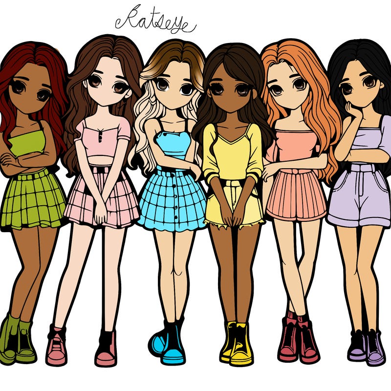 a group of girls realistic